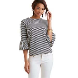 Vineyard Vines Black and White Striped Shirt with Bell Sleeves